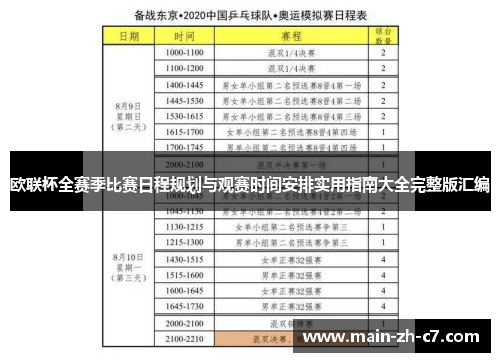 欧联杯全赛季比赛日程规划与观赛时间安排实用指南大全完整版汇编 欧联杯全赛季比赛日程规划与观赛时间安排实用指南大全完整版汇编