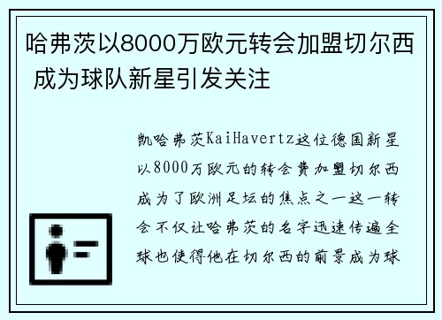 哈弗茨以8000万欧元转会加盟切尔西 成为球队新星引发关注